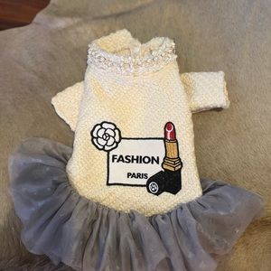 NWT Designer Inspired Pet Dress with embellished pearl neckline by PETCIRCLE